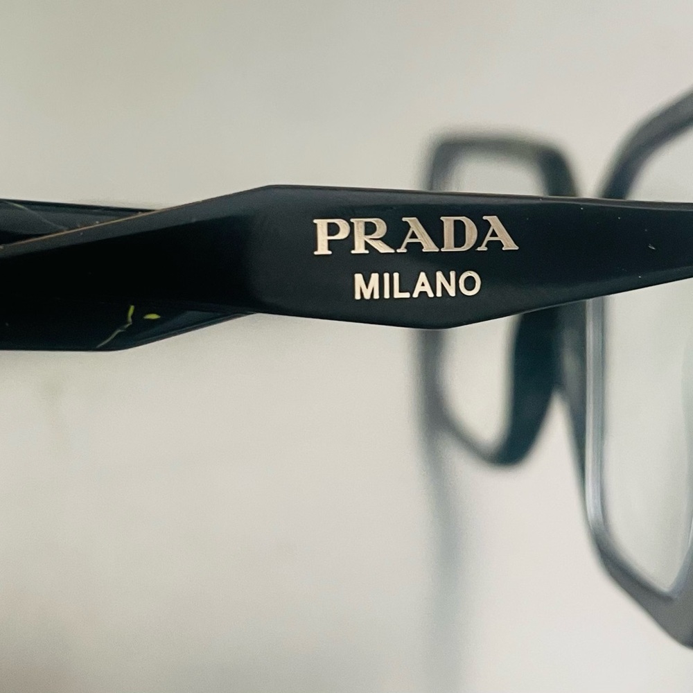 PRADA VPR O3Z Eyeglasses Black / White Marbled Square Eyeglasses With Hard Case - Picture 8 of 12